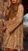 Women V-neck Tassel Loose Casual Dress