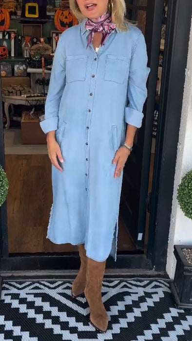 Womens Lapel-breasted Casual Dress