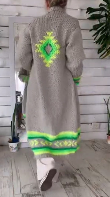 Women Knitted Contrasting Casual Cardigan