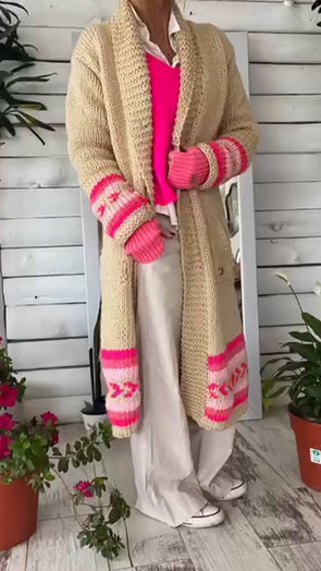Women Knitted Contrasting Casual Cardigan