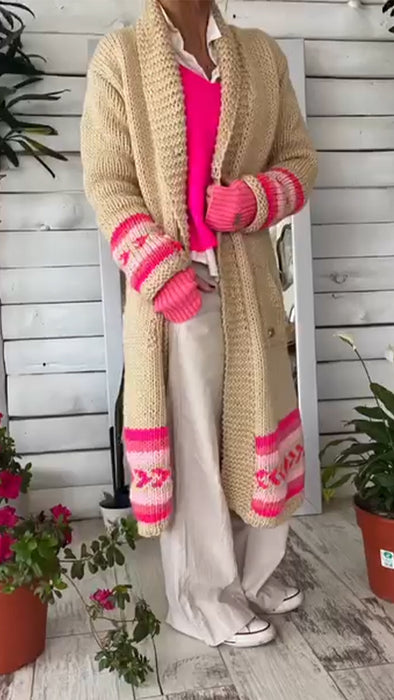 Women Knitted Contrasting Casual Cardigan