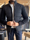 Men Round Neck Zipper Spliced knitted Cotton Jacket