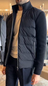 Men Round Neck Zipper Spliced knitted Cotton Jacket