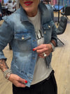 Womens Lapel Wash Water Casual Denim Jacket