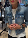 Womens Lapel Wash Water Casual Denim Jacket