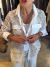 Women Lapel Hollow Casual Top