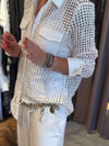 Women Lapel Hollow Casual Top