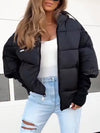 Womens Round Neck Hooded Casual Coat