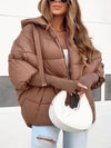 Womens Round Neck Hooded Casual Coat