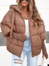 Womens Round Neck Hooded Casual Coat