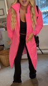 Women Stand-up Tie Hood Solid Color Casual Cotton Jacket