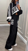 Womens Round Neck Splicing Printed Casual Set