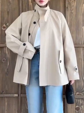 Women Stand-up Collar Temperament Casual Windbreaker Jacket