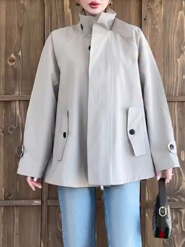 Women Stand-up Collar Temperament Casual Windbreaker Jacket