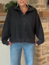 Women Lapel Solid Color Casual Top