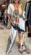 Women Round Neck Printed Loose Casual Suit