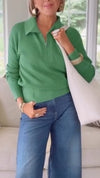 Womens Lapel Half Zipper Casual Top