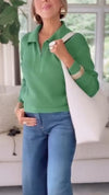 Womens Lapel Half Zipper Casual Top