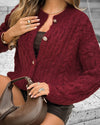 Womens Round Neck Knitted Casual Cardigan