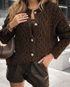 Womens Round Neck Knitted Casual Cardigan