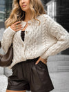 Womens Round Neck Knitted Casual Cardigan