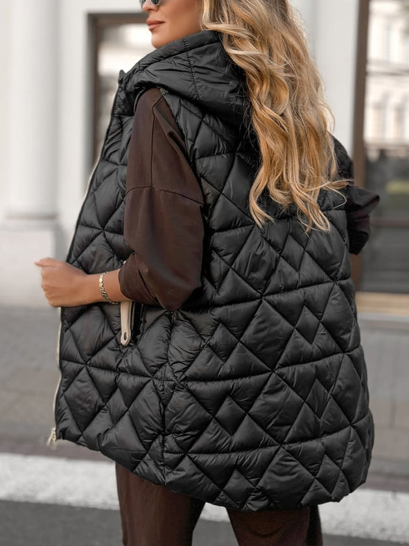 Womens Round Neck Hooded Casual Vest