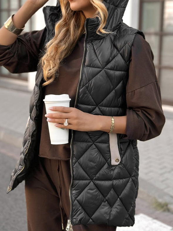 Womens Round Neck Hooded Casual Vest