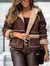 Womens Hooded Plush Spliced casual Jacket