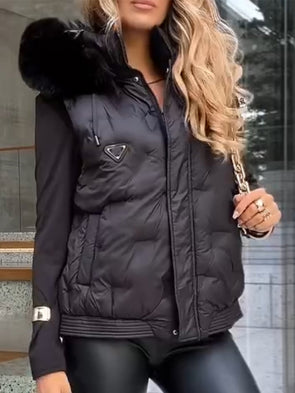 Womens Fur Collar Casual Vest