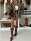 Women Lapel Jacket + Shorts Temperament Casual Suit