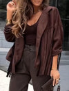 Womens Lapel Spliced Tassel Casual Jacket