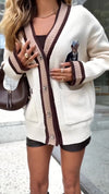 Womens Knitted Printed Casual Cardigan