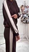 Womens Round Neck Vertical Pattern Casual Set