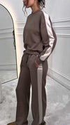Womens Round Neck Vertical Pattern Casual Set