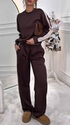 Womens Round Neck Vertical Pattern Casual Set
