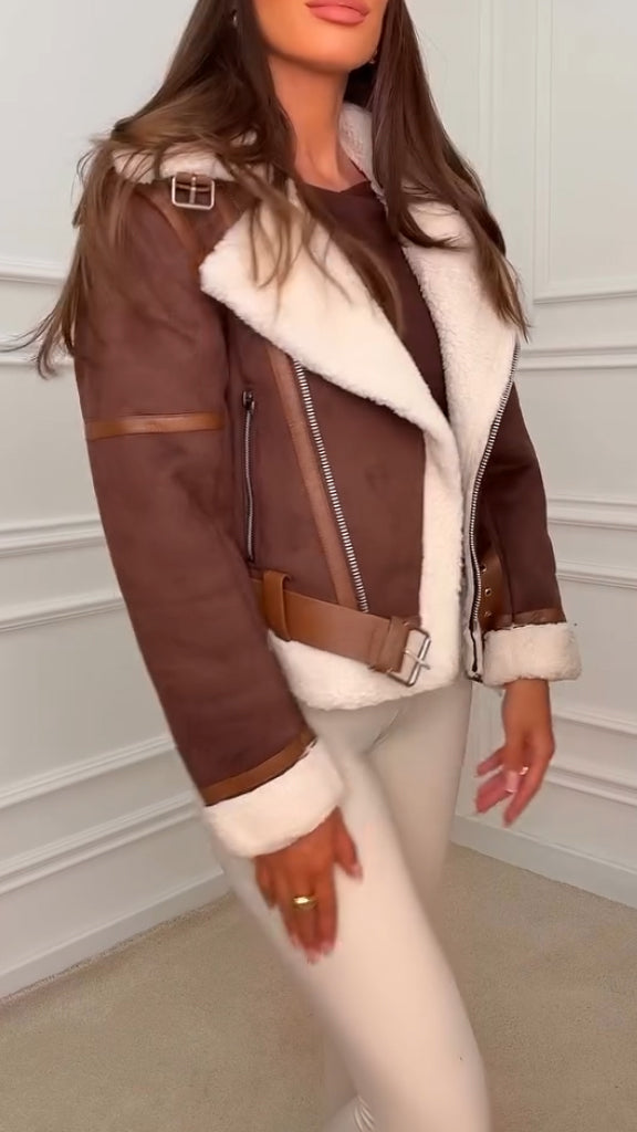 Women Lapel Plush Temperament Casual Jacket