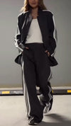 Women Lapel Vertical Pattern Temperament Casual Suit