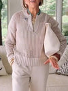 Women Round Neck Hollow Spliced casual Top