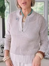 Women Round Neck Hollow Spliced casual Top