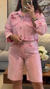 Womens Lapel Diamond Jacket + Pants Casual Set