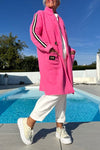 Women Lapel Vertical Pattern Plush Casual Coat