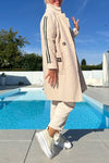 Women Lapel Vertical Pattern Plush Casual Coat