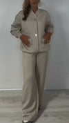 Women Round-neck Jacket + Pants Casual Suit