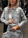 Women Lapel Short Casual Denim Jacket