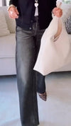 Womens Washed Vertical Pattern Casual Sweatpant Jeans
