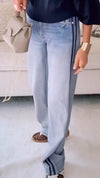 Womens Washed Vertical Pattern Casual Sweatpant Jeans