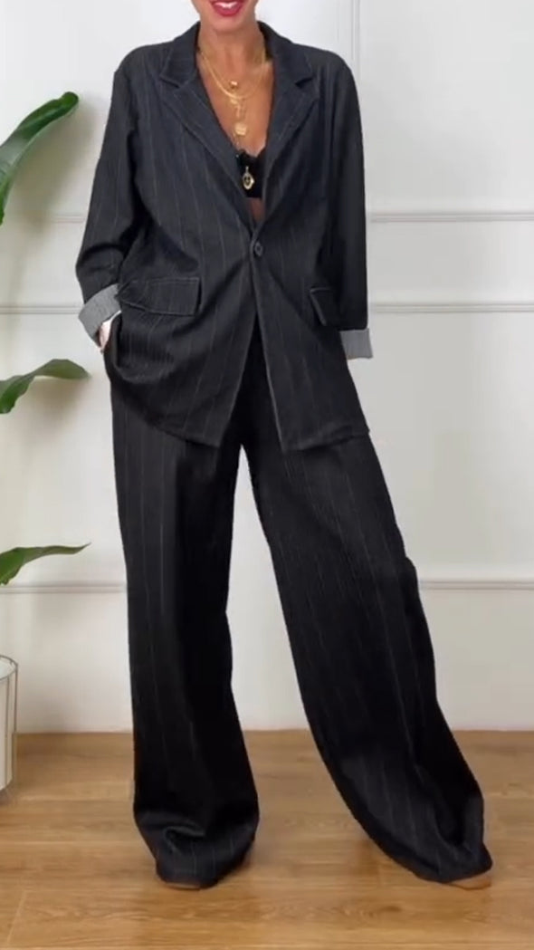 Women Lapel Jacket + Pants Temperament Commuter Set