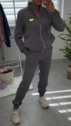 Women Stand-up Collar Zipper Jacket + Pants Casual Suit
