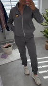 Women Stand-up Collar Zipper Jacket + Pants Casual Suit