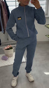 Women Stand-up Collar Zipper Jacket + Pants Casual Suit